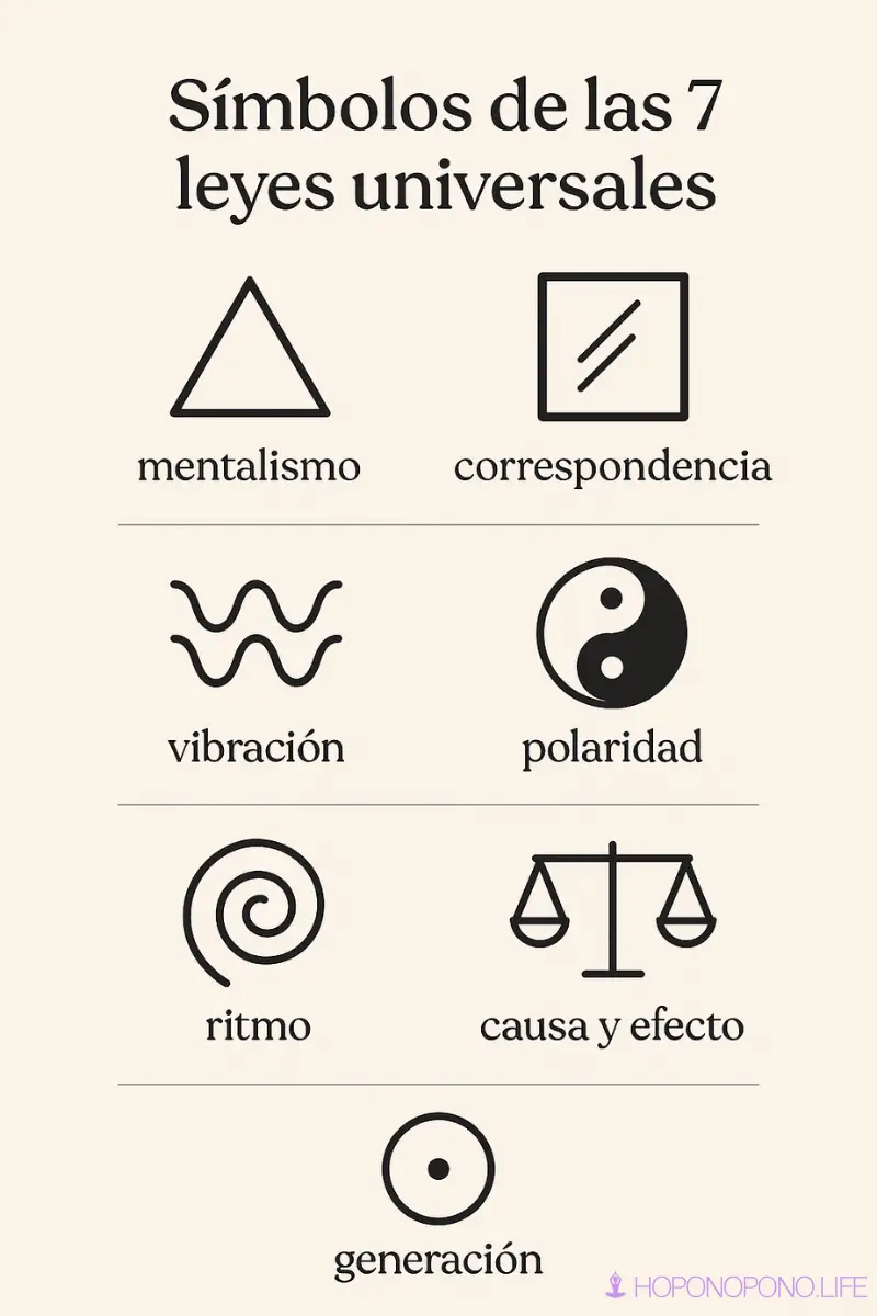 Símbolos de las 7 leyes universales